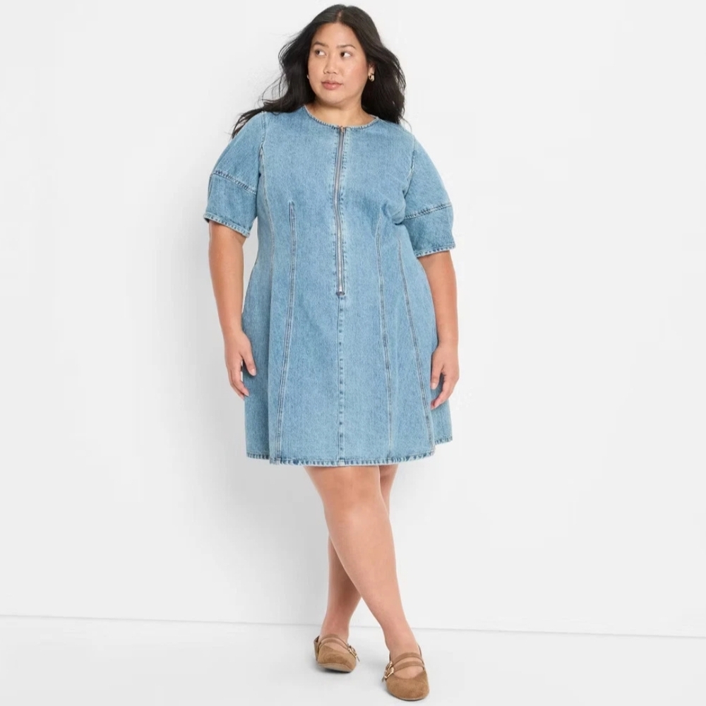 Future Collective NWT Medium Wash Denim Corset Mini Dress Size 4X